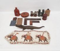 Assorted items to include binoculars, vintage tape measure marked 'Chesterman of Sheffield', hip