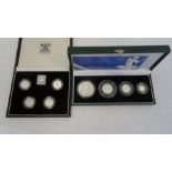 Two boxed silver proof coin collections to include 2001 Britannia collection of four coins and