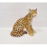 20th century Italian pottery model of a leopard, painted black Italy mark, naturalistically modelled