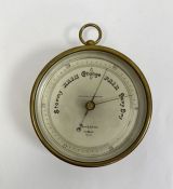 Brass cased Short & Mason (London) Tycos barometer, with silvered dial, 12cm diam.