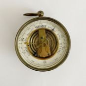 Late 19th century French brass skeleton desk barometer with conjoined ADRE to dial, with open