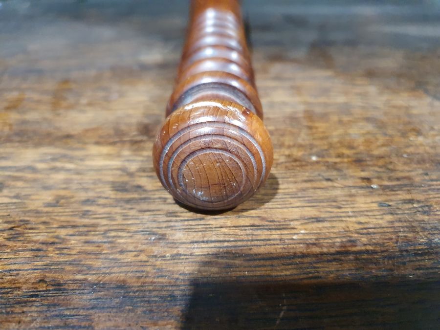 Pair of turned wooden table lamps, a wooden truncheon, a T G Green lidded casserole, a vintage - Image 9 of 10