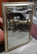 Modern rectangular mirror with bevelled edge plate, moulded frame