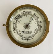 Early 20th century brass cased aneroid barometer by Dobbie McInnes (Glasgow), with hinged glazed
