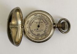 Victorian silver cased pocket compensated barometer by W Thornhill (London), with silvered dial