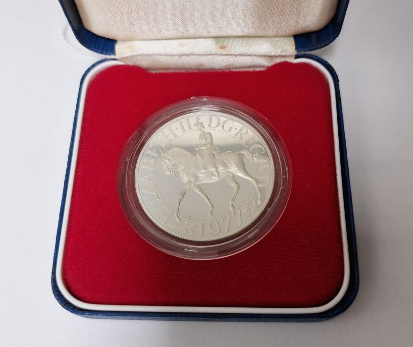 Silver proof six coin collection from 5p to £2 in case, small collection of mixed white metal - Image 2 of 4