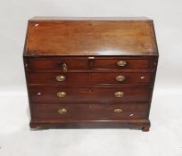 Georgian mahogany bureau with part fitted interior, two short over three long graduated drawers to