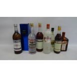 Assorted spirits and liqueurs including one litre Cointreau, Harvey's Bristol Cream, Ricard