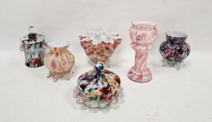 Collection of Franz Welz Bohemian spatter glass, late 19th/early 20th century including a pink and