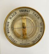 Early 20th century French brass skeleton barometer, with glass front and gilt metal mechanism marked