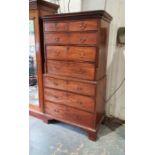 Georgian mahogany chest on chest, the moulded cornice above two short over three long drawers,