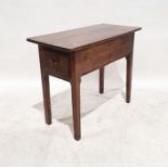 Early Georgian oak side table, the rectangular top with single drawer to the end, on square