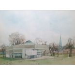 Kenneth Pengelly Watercolour drawing Labelled verso, Chichester Old and New, Not for Sale, showing