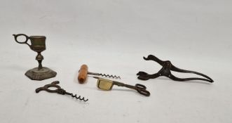 19th century Lund London patent two-piece corkscrew and cork lever, a vintage corkscrew and a