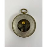 Victorian brass cased Negretti & Zambra compensated pocket open-faced barometer, the silvered dial