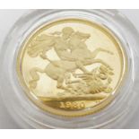 1990 gold proof sovereign in case Condition ReportVery good condition. See photos for relevent