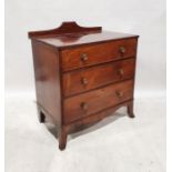 Early 20th century mahogany and strung chest of three long drawers, to splayed feet, 104cm x 92.