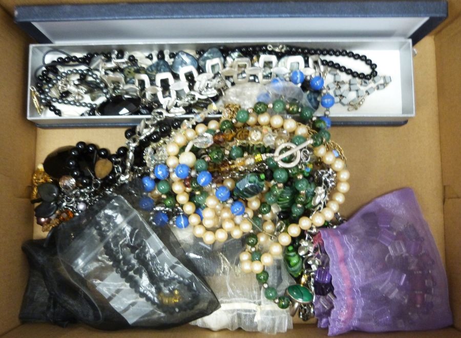 Two boxes of assorted costume jewellery to include rings, pendants, bangles, necklaces, brooches, - Image 2 of 2