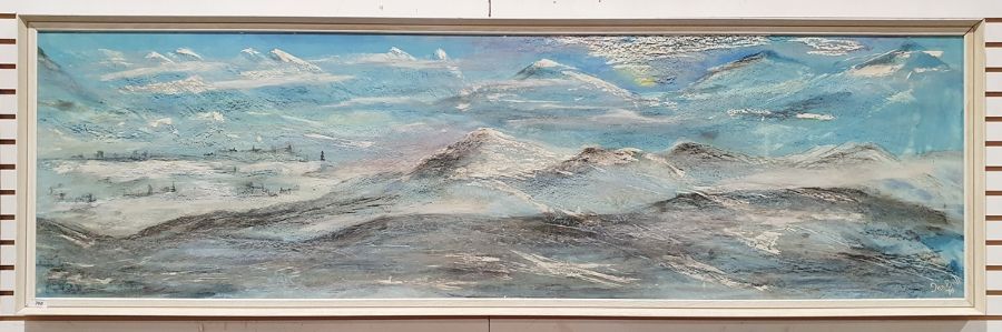 Jan Errill (20th century) Oil on board Snowy mountainous landscape, summer meadow scene verso, - Bild 2 aus 5