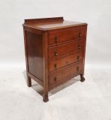 Early 20th century oak chest of four long drawers, on moulded feet, 95cm x 76cm x 47cm