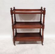 Victorian three-tier mahogany buffet, the three-quarter galleried top with moulded front edge,