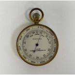 Brass-cased pocket barometer by J Lizars (Edinburgh & Glasgow),  with silvered dial, 5cm diam.