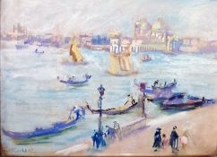 Paul Paeschke (1875-1943) Pastel Venetian scene, signed indistinctly lower left, 26cm x 34cm