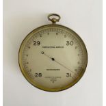 Edwardian brass cased aneroid barometer by Negretti & Zambra, the silvered dial numbered 9092,