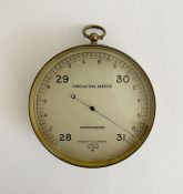 Edwardian brass cased aneroid barometer by Negretti & Zambra, the silvered dial numbered 9092,