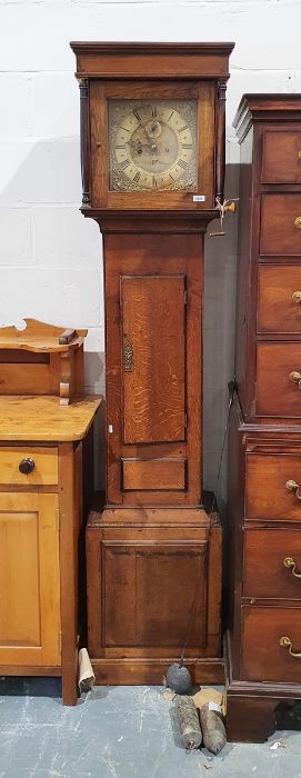 18th century oak 8-day longcase clock by Mark Metcalf of Askrigg, the 11" square brass dial with