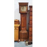 18th century oak 8-day longcase clock by Mark Metcalf of Askrigg, the 11" square brass dial with