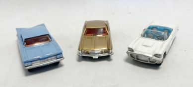 Three loose Corgi Toys diecast model cars to include No.245 Buick Riviera, No. 220 Chevrolet