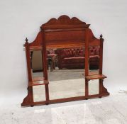 Late 19th/early 20th century overmantel mirror with two shelves