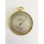 Late 19th century brass cased compensated pocket barometer by L Castella (London), the silvered dial