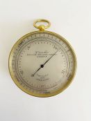 Late 19th century brass cased compensated pocket barometer by L Castella (London), the silvered dial