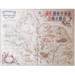 After Jan Janssen Coloured engraving Marked Northridinge of Yorkshire, map (50 x 39 cm), together