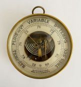 French brass cased French skeleton barometer, early 20th century, the case stamped PHNB for