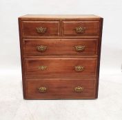 Edwardian chest of two short over three long drawers, with Art Nouveau-style brass handles and