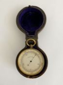 Late 19th century gilt brass mounted compensated barometer, with silvered dial unmarked, with double