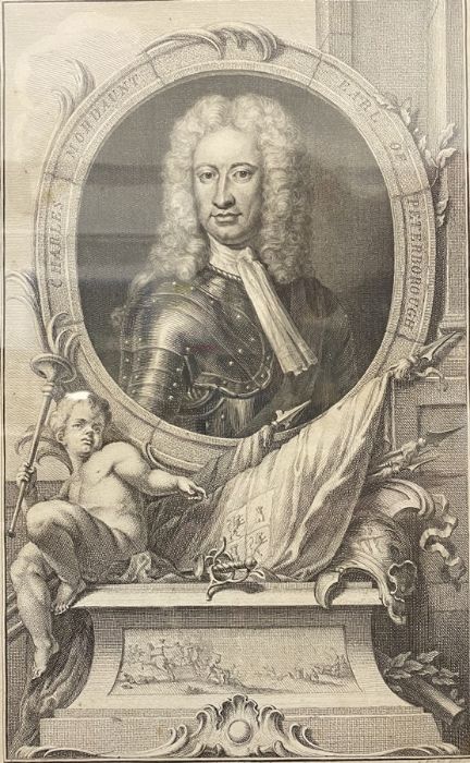 After Godfrey Kneller Engraving  J. Houbraken Charles Mordaunt, Earl of Peterborough, 36cm x 22cm - Bild 2 aus 2