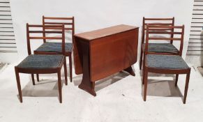 Mid-century modern teak drop-leaf table and four mid-century modern ladderback boardroom chairs (5)