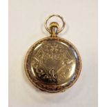 Elgin gent's rolled gold hunter pocket watch with white enamel dial, Roman numerals and in foliate