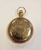 Elgin gent's rolled gold hunter pocket watch with white enamel dial, Roman numerals and in foliate