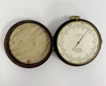 Mid-late 19th century brass-cased Baker compensated pocket barometer, the dial marked Baker no.