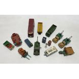 Playworn Dinky diecast models to include 190 Caravan, Supertoys 661 Recovery Tractor, 981 Express