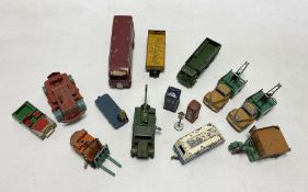 Playworn Dinky diecast models to include 190 Caravan, Supertoys 661 Recovery Tractor, 981 Express