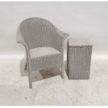 Lloyd Loom 'Lusty' wicker linen basket, a tub chair and one further chair (3)