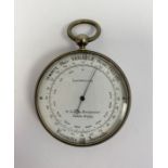 Late 19th century white metal cased French pocket aneroid barometer by La Fontaine, with white