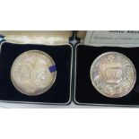 Two silver medals, one commemorating the Battle of Waterloo, 175th anniversary and commemorative