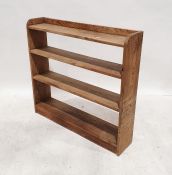 20th century oak four-shelf open bookcase, to plinth base, 94cm x 101cm x 21cm